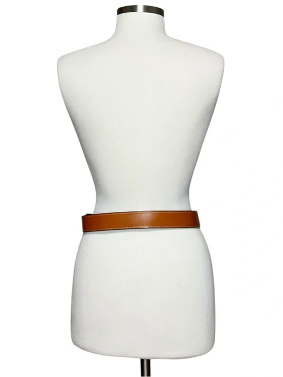 TORY BURCH 1.5” Miller Smooth Reversible Belt, Black/Whiskey Gold, Medium - Picture 5 of 6